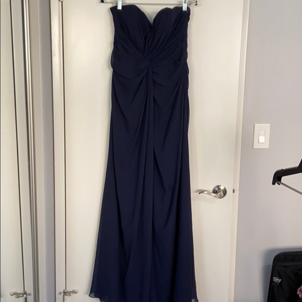 Navy blue Chiffon evening gown/bridesmaid dress.
